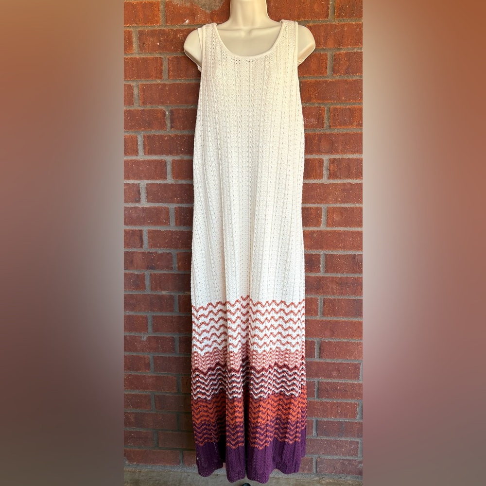 Elegant Lane Bryant Cream Crochet Spaghetti strap lined Maxi Dress size 18/20.